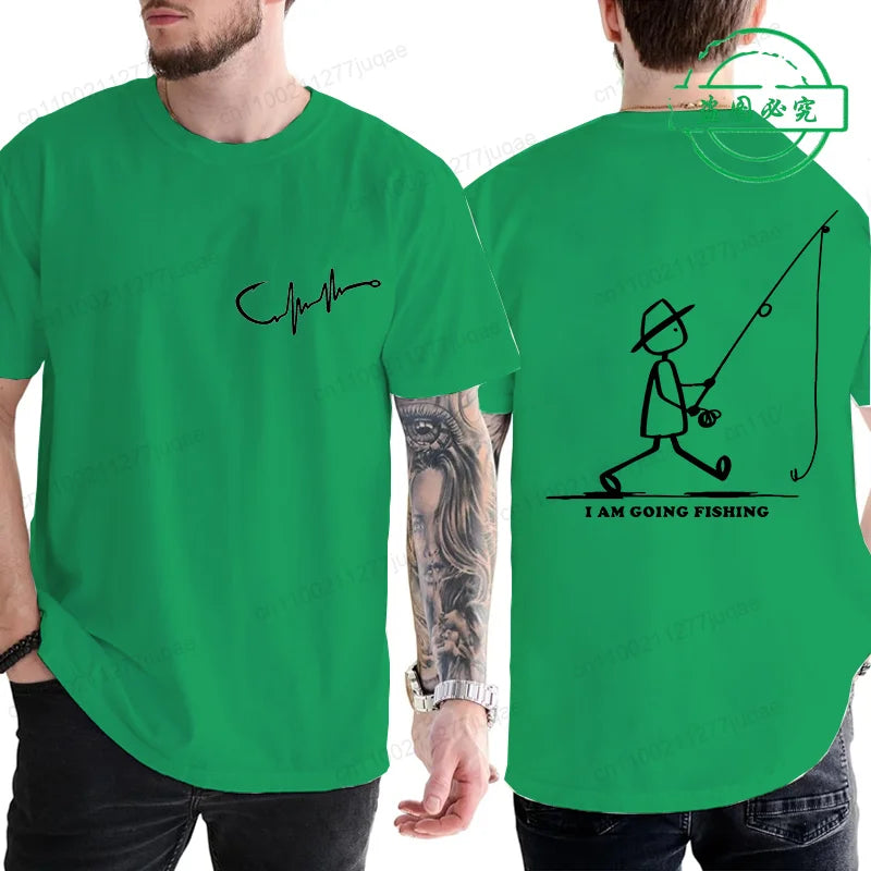 Mens Going Fishing Graphic T-Shirt Funny Men Casual Fisherman Fishing Tshirt T Shirt Loose Cretive Printed Short Sleeve Tees