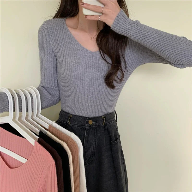 Casual Long Sleeve Knitted Pullover 2026 Autumn Winter Women Sweaters Femme Basic Solid Jersey Tops Fashion Clothes