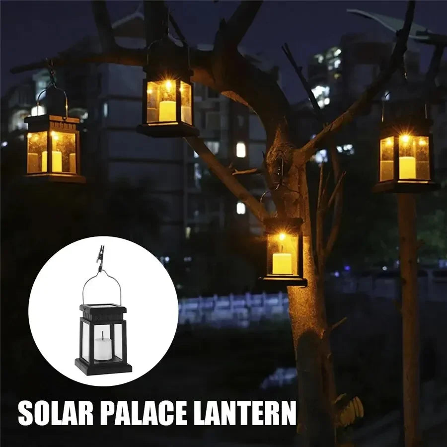 Outdoor Solar Garden Lights Solar Palace Lantern Lawn Landscape Hanging Atmosphere Candle Lamp Floor Yard Garden Decor
