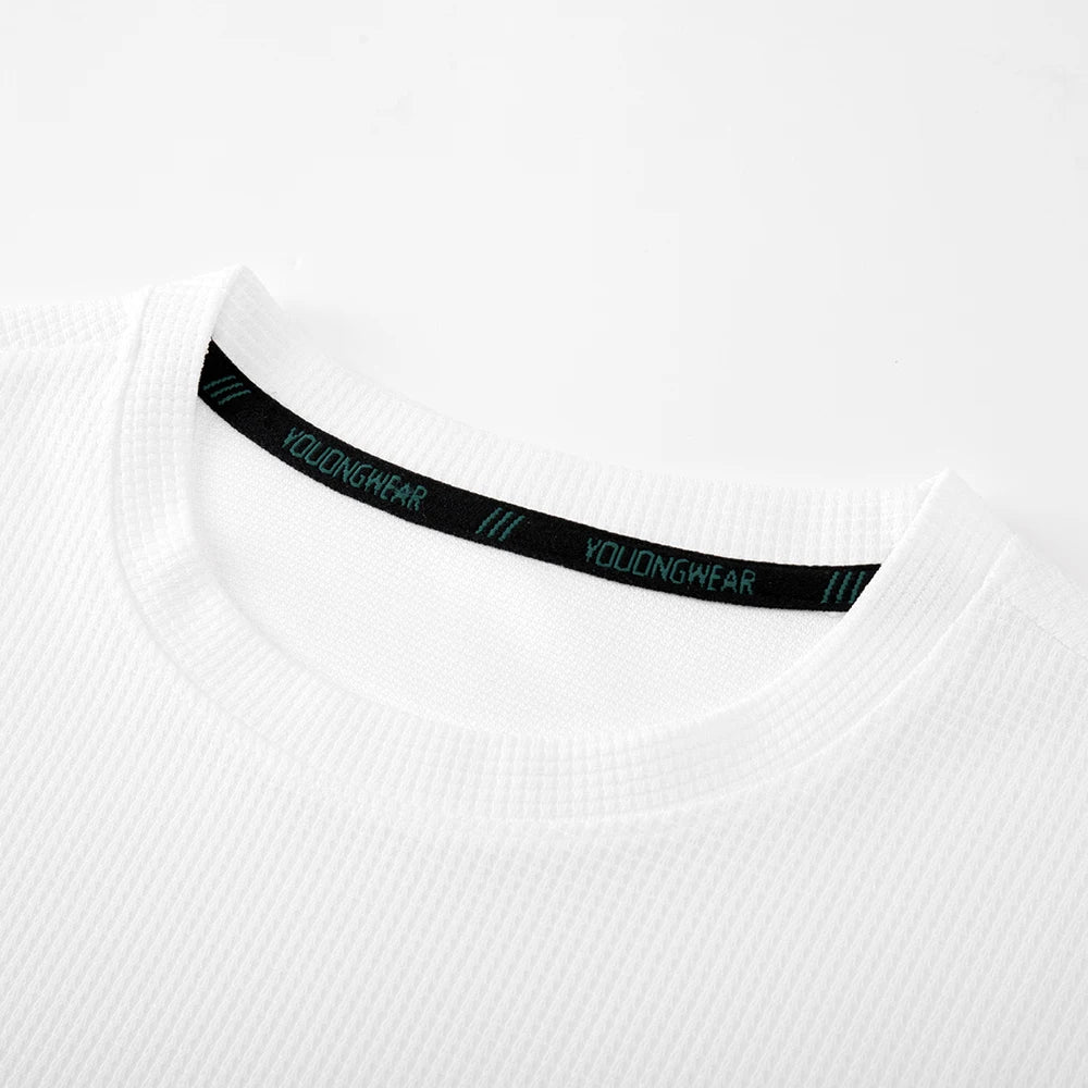 Spring Autumn Waffle t-Shirts For Men Long Sleeve t-Shirt Tops Fashion Soild Tee Shirts Casual Round Neck t Shirt Man Clothes