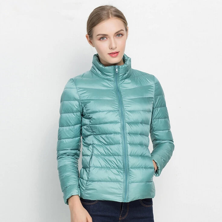 Johnature 2025 New Women Coat Autumn Winter White Duck Down Jacket Solid Colors Warm Slim Zipper Fashion Light Down Coat