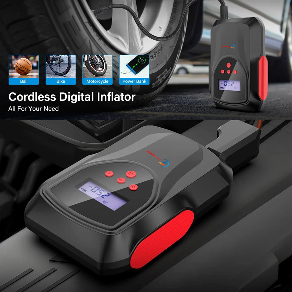 Multi-function Car Jump Starter Air Pump Power Bank Portable Air Compressor Cars Battery Starters Starting Auto Tyre Inflator