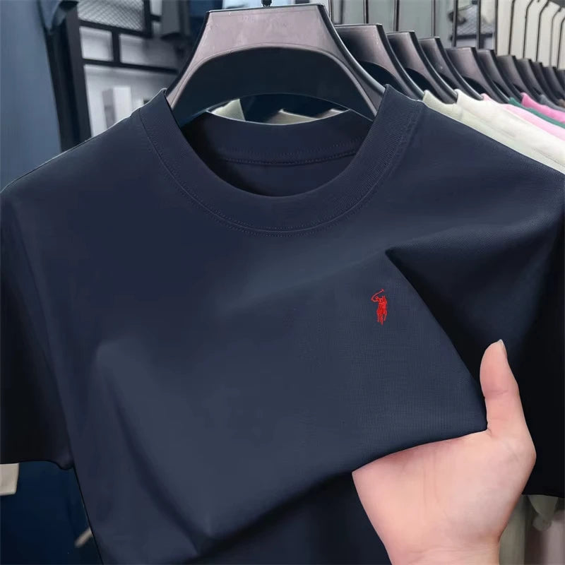 100% pure cotton high-end short-sleeved T-shirt, summer designer brand, patterned round-neck top, fashionable and casual golf me