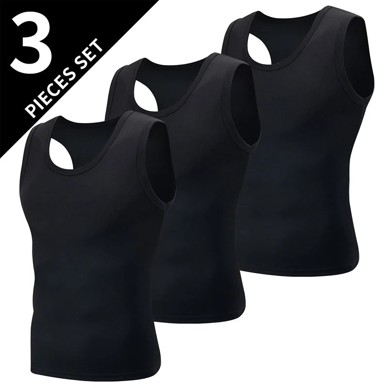 1/3 Piece Men's Classic Four Season Black And White Solid Color Narrow Shoulder Wide Shoulder Vest Comfortable Sportswear