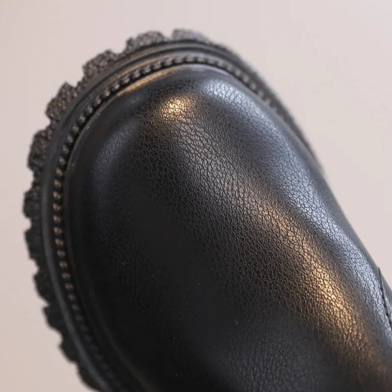 Kids Short Boots Fashion Boys Shoes Autumn Winter Leather Children Boots Non-Slip Toddler Girls Boot Toddler Snow Shoes
