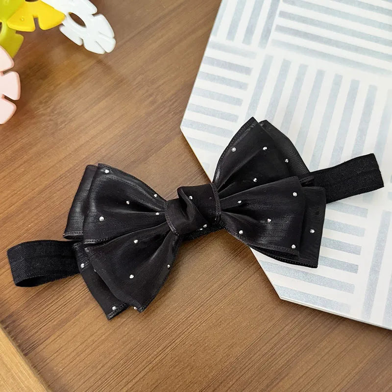 Black Lace Baby Headband Korean Sweet Bow Princess Girl Elastic Hairband Newborn Photo Props Kids Hair Accessories Headdress