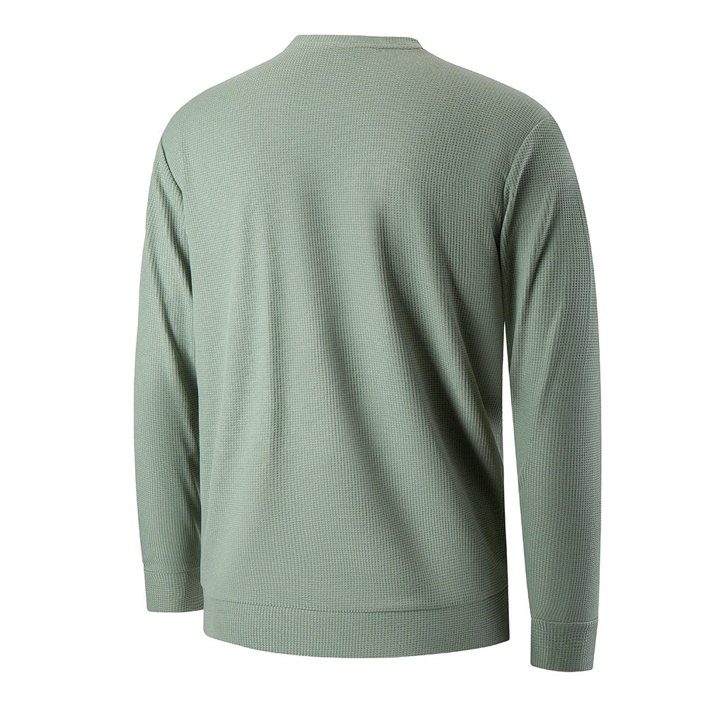 Spring Autumn Waffle t-Shirts For Men Long Sleeve t-Shirt Tops Fashion Soild Tee Shirts Casual Round Neck t Shirt Man Clothes