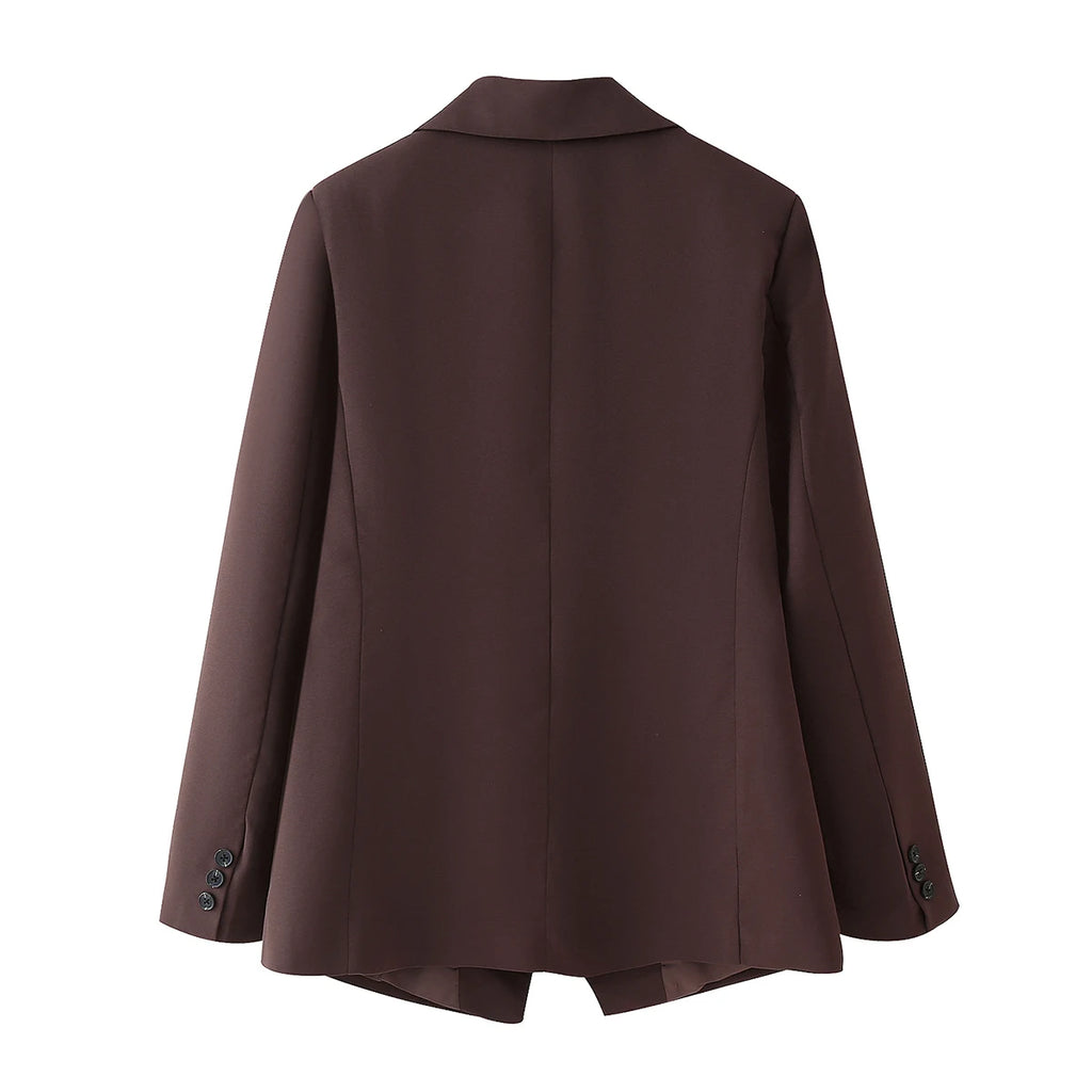 HH Women Elegant Solid Lapel Two Buttons Suit Jacket Fashion Long Sleeve Slim Short Coats 2024 New Casual Office Lady Blazer