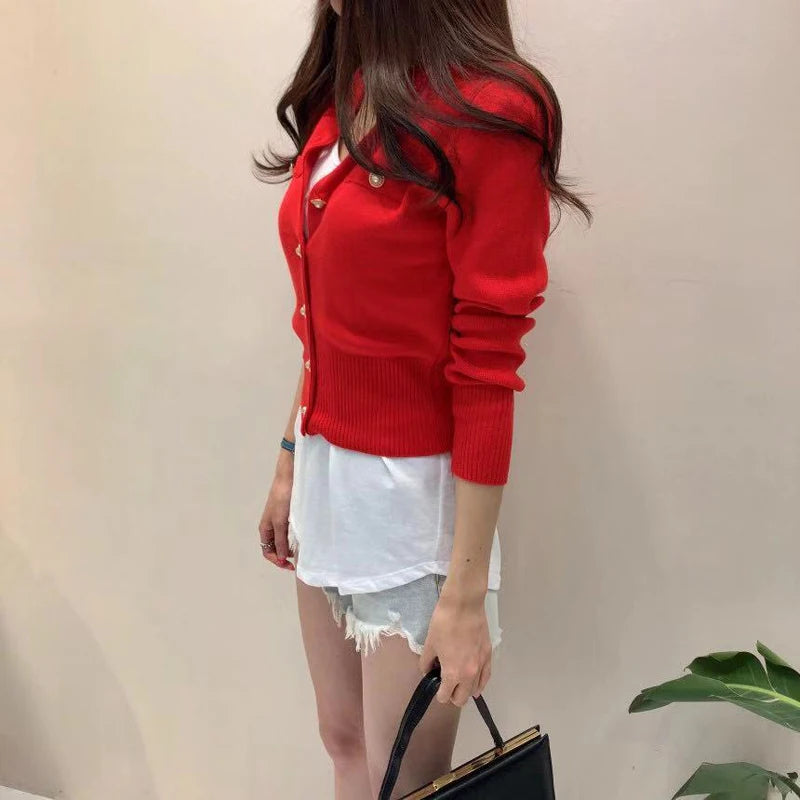 Autumn Winter Long Sleeve Fashion Women Cardigans Sweater Knitted Coat Short Casual Single Breasted Korean Slim Chic Ladies Tops