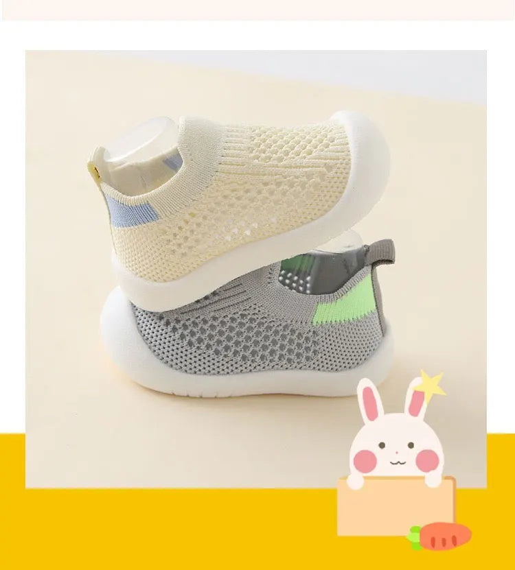 Baby Shoes Anti-slip Breathable Infant Crib Floor Socks with Rubber Sole for Children Girls Boys Mesh Shoes Soft Bottom Slippers