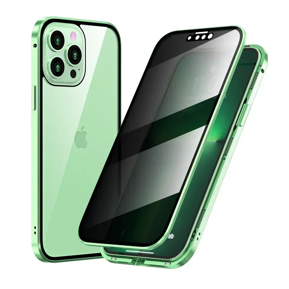 Anti-peeping Double Sided Magnetic Adsorption Case For iPhone17 16e 16 15 14 13 12 11 Pro Max XR Privacy Screen Shockproof Cover