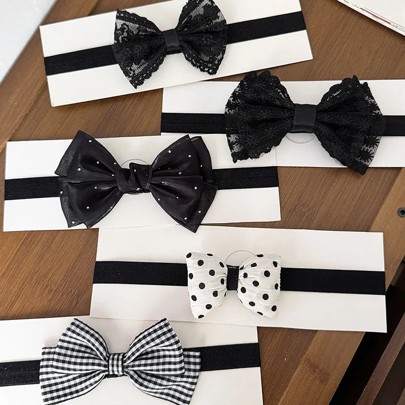 Black Lace Baby Headband Korean Sweet Bow Princess Girl Elastic Hairband Newborn Photo Props Kids Hair Accessories Headdress