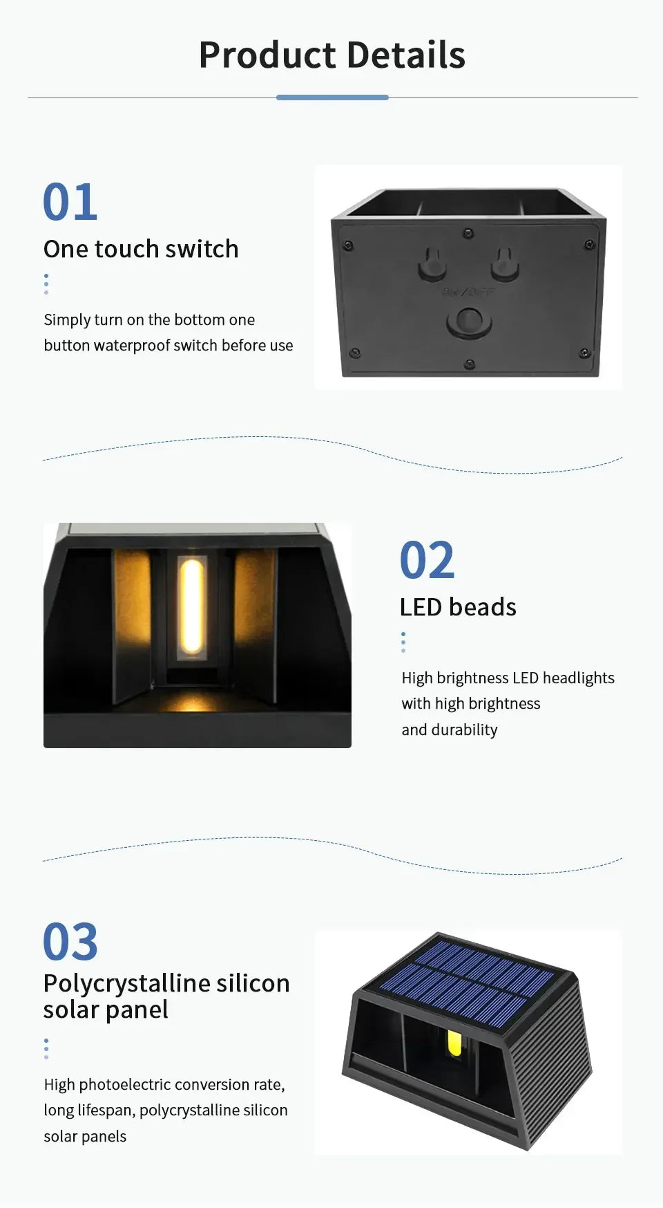 Outdoor Led Solar Light Dusk to Dawn Deck Light Garden Yard Decor Waterproof Wall Light for Garden Yard Porch Landscape Lighting