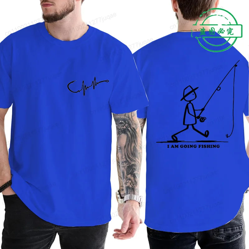 Mens Going Fishing Graphic T-Shirt Funny Men Casual Fisherman Fishing Tshirt T Shirt Loose Cretive Printed Short Sleeve Tees