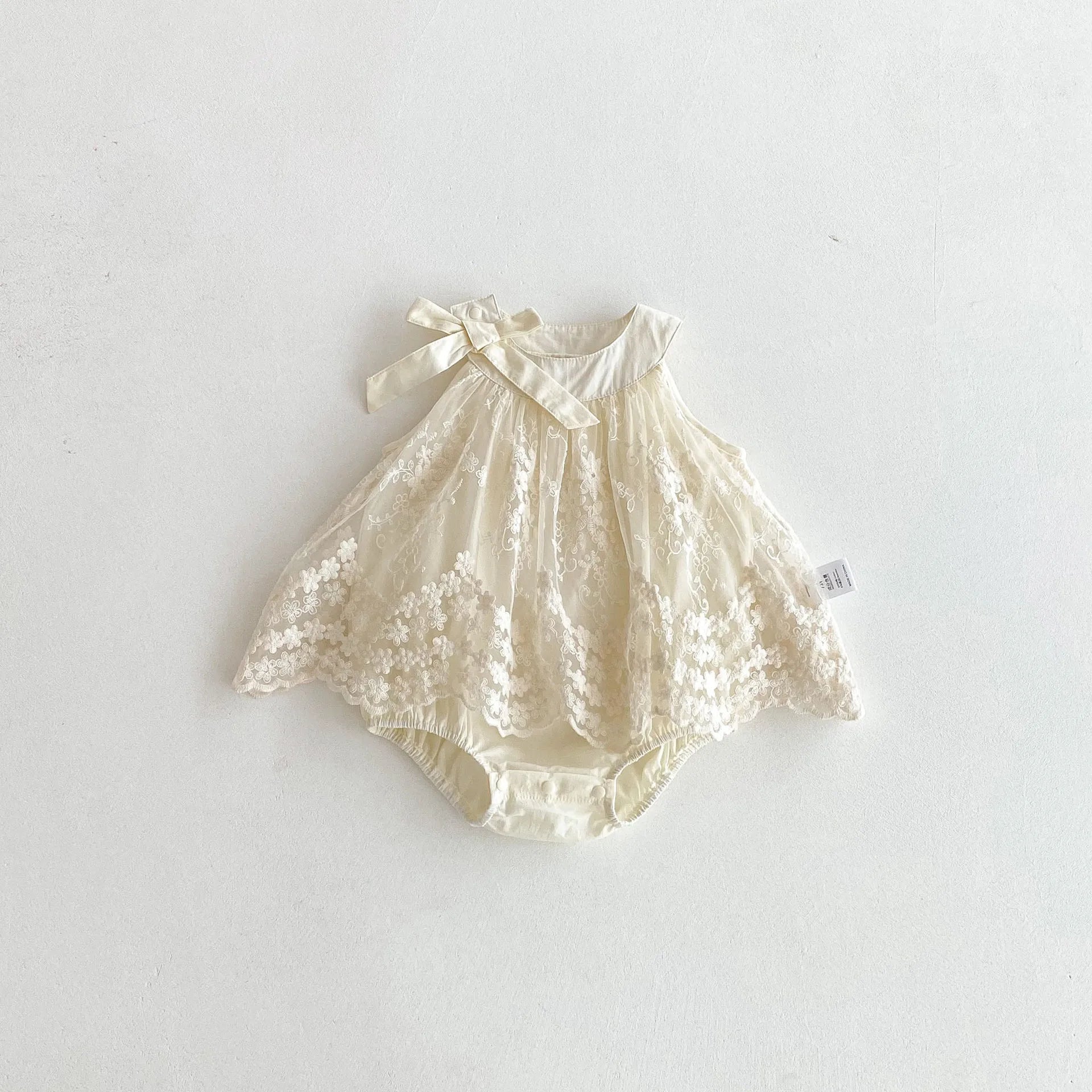 Baby Girl Clothes Cotton Lace Embroidery Bow Romper Dress 0-2Y Baby Girl Birthday Photo Outfit Sleeveless Princess Bodysuit