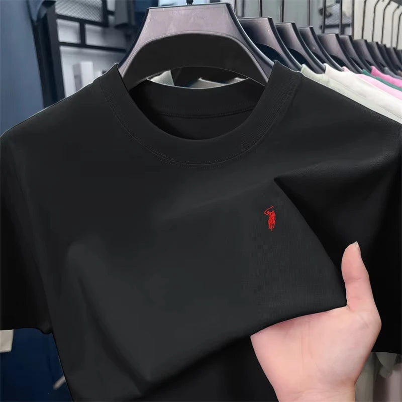 100% pure cotton high-end short-sleeved T-shirt, summer designer brand, patterned round-neck top, fashionable and casual golf me