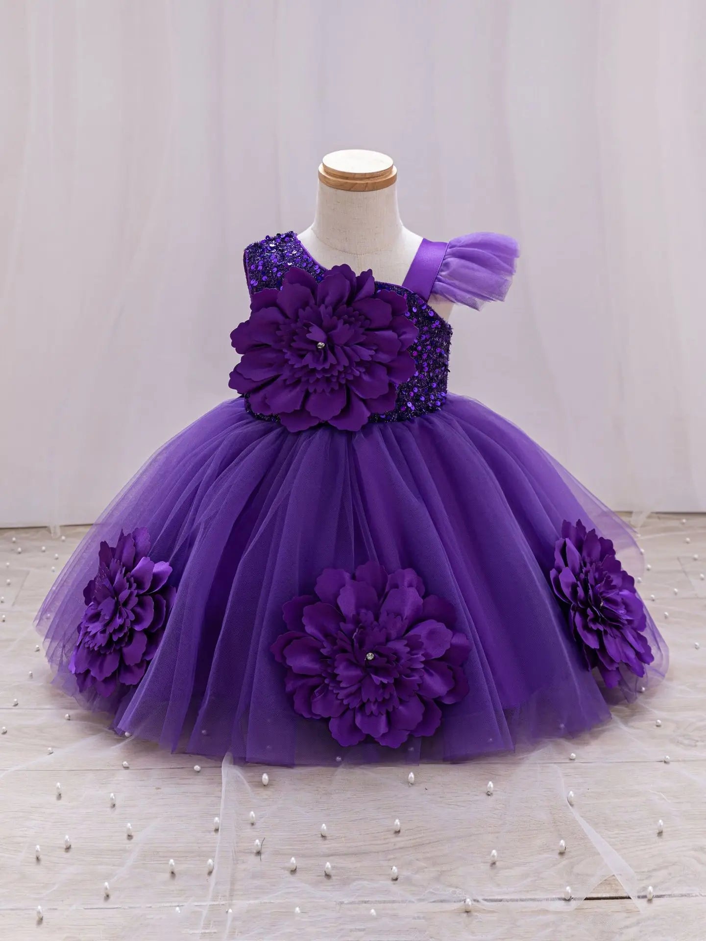Girls  princess dress 1-5 Y baby Girls wedding sleeveless three-dimensional butterfly mesh carnival birthday party evening dress
