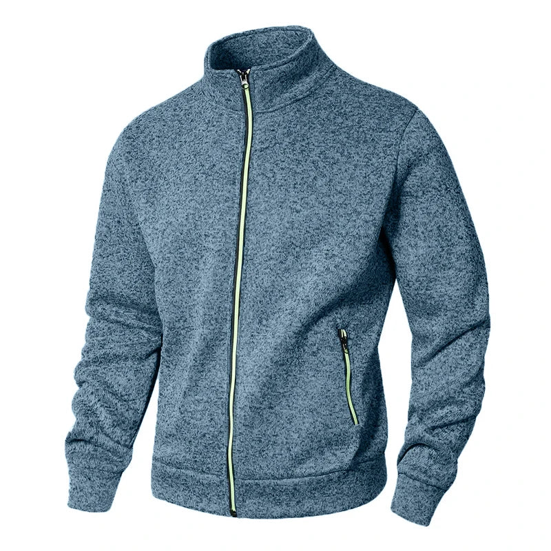 Men's Stand Collar sweatshirts casual zipper Cardigan Jacket outdoor Long Sleeve Solid Color Pullover Lightweight Streetwear