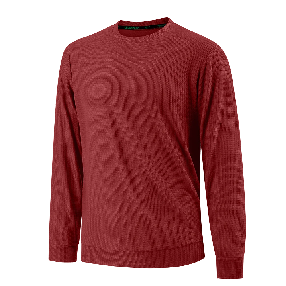 Spring Autumn Waffle t-Shirts For Men Long Sleeve t-Shirt Tops Fashion Soild Tee Shirts Casual Round Neck t Shirt Man Clothes