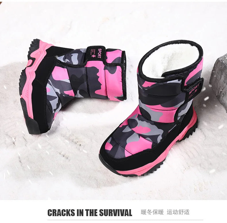 Bota Platform Kid Snow Boot 2023 Winter NewCasual Boy Cotton Shoe Warm Girl Boot Plush Ankle Boot Cotton Boot Kid Boot Girl Shoe