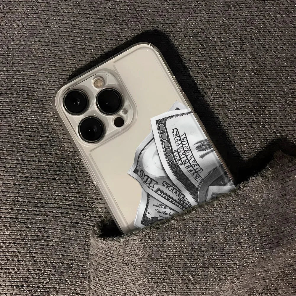 Full Screen Of Cash Phone Case for iPhone 17 16 15 14 Plus 13 12 11 Pro MAX 17 Air 16E Clear Silicone Soft Phone Cover