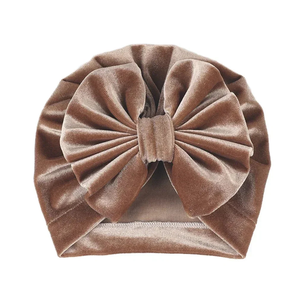 Baby Girls Big Bow Knot Velvet Hat Newborn Infant Turban Caps Children Leopard Beanies Photo Props Gifts Hair Accessories