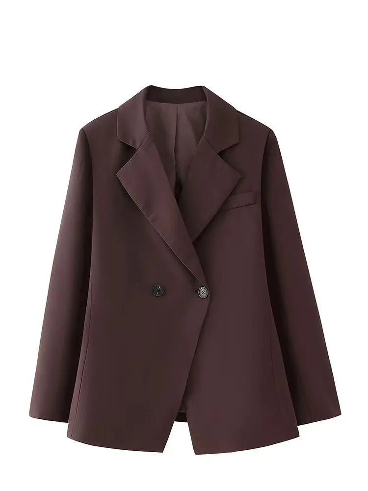 HH Women Elegant Solid Lapel Two Buttons Suit Jacket Fashion Long Sleeve Slim Short Coats 2024 New Casual Office Lady Blazer