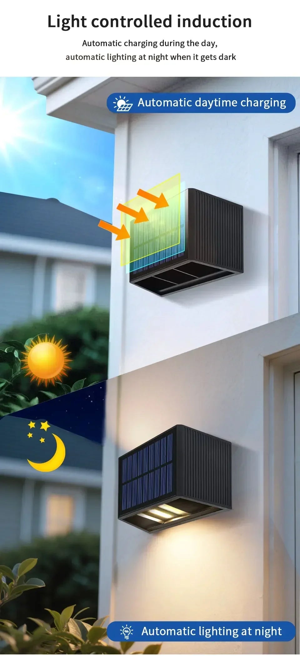 Outdoor Led Solar Light Dusk to Dawn Deck Light Garden Yard Decor Waterproof Wall Light for Garden Yard Porch Landscape Lighting