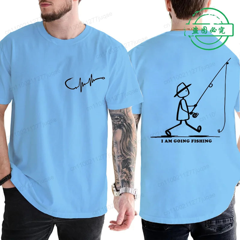 Mens Going Fishing Graphic T-Shirt Funny Men Casual Fisherman Fishing Tshirt T Shirt Loose Cretive Printed Short Sleeve Tees