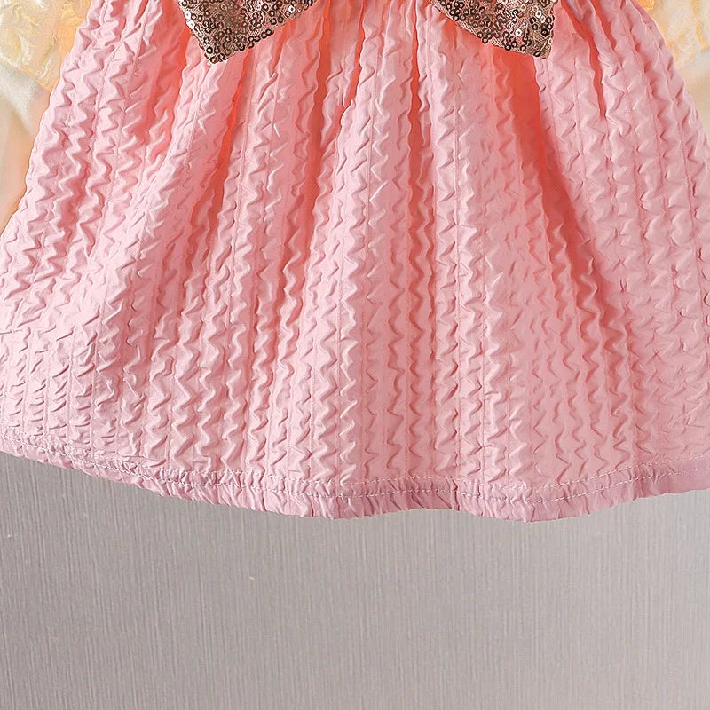 Fashion Baby Girl Dress Sequined Bow Wedding Party Princess Costume Elegant Toddler Birthday Dress Kid Outfit Child Clothes A912
