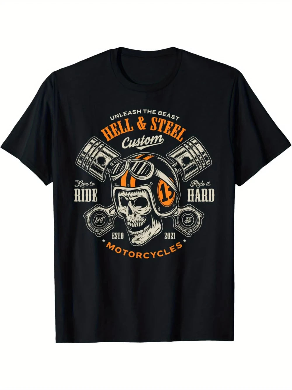Mens Vintage Motorcycle Graphic T-Shirt Oversized Streetwear T with Retro Racing Design Black Casual Shirt for Motorcycle Lovers
