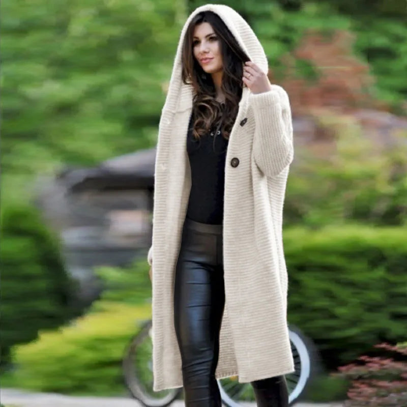 New Cashmere Cardigan in Autumn and Winter Women'sloose Long Sleeve Sweater Solid Color Knitted Long Thickened Top