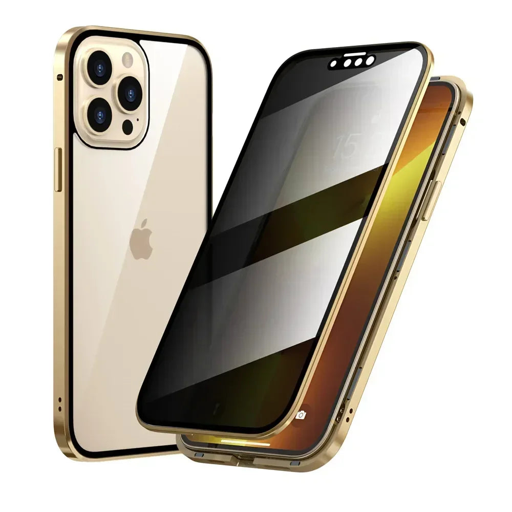 Anti-peeping Double Sided Magnetic Adsorption Case For iPhone17 16e 16 15 14 13 12 11 Pro Max XR Privacy Screen Shockproof Cover