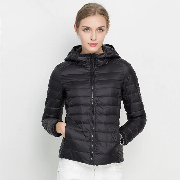Johnature 2025 New Women Coat Autumn Winter White Duck Down Jacket Solid Colors Warm Slim Zipper Fashion Light Down Coat