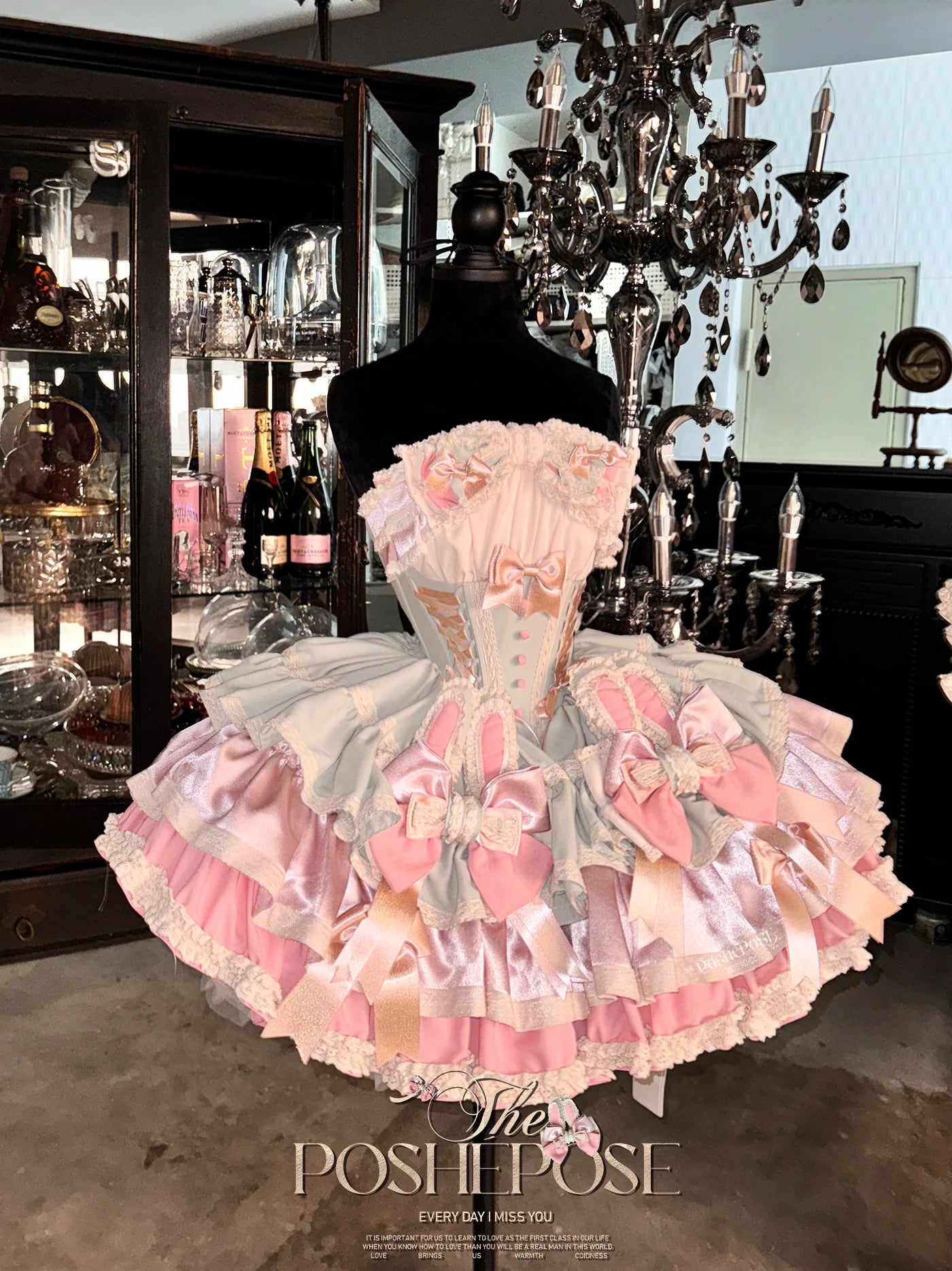 Heavy Industry Elegant Sexy Princess Birthday Dress 3D Big Bow Lace Edge Lace-up Slim Sweet Kawaii Lolita Ball Gown Dress Women