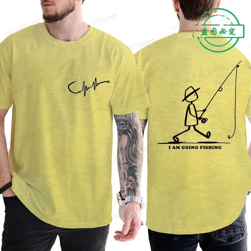 Mens Going Fishing Graphic T-Shirt Funny Men Casual Fisherman Fishing Tshirt T Shirt Loose Cretive Printed Short Sleeve Tees