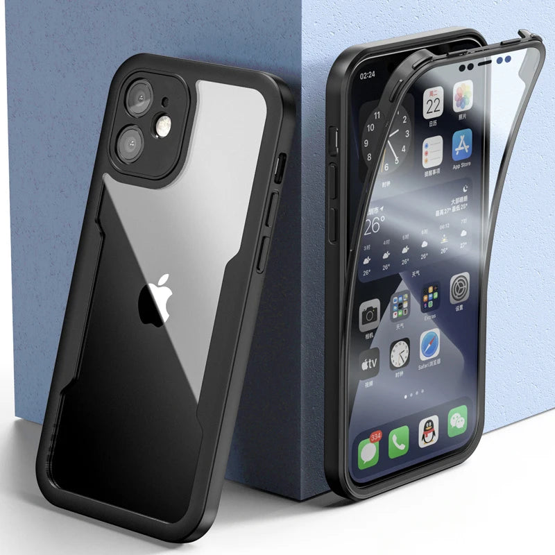 360 Full Body Protection Transparent Phone Case For iPhone 17 16 15 14 Pro Max 11 12 13 X XR XS 7 Soft Front Screen Bumper Cover