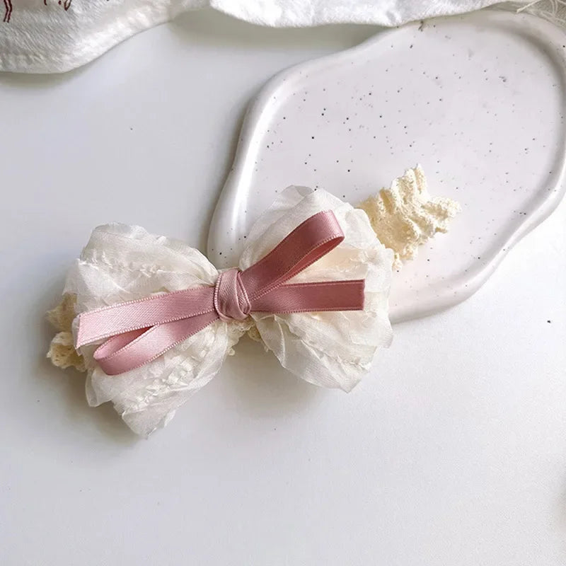 Lace Bows Baby Girl Headband Solid Color Newborn Infant Elastic Hair Bands Baby Hairband Hair Accessories