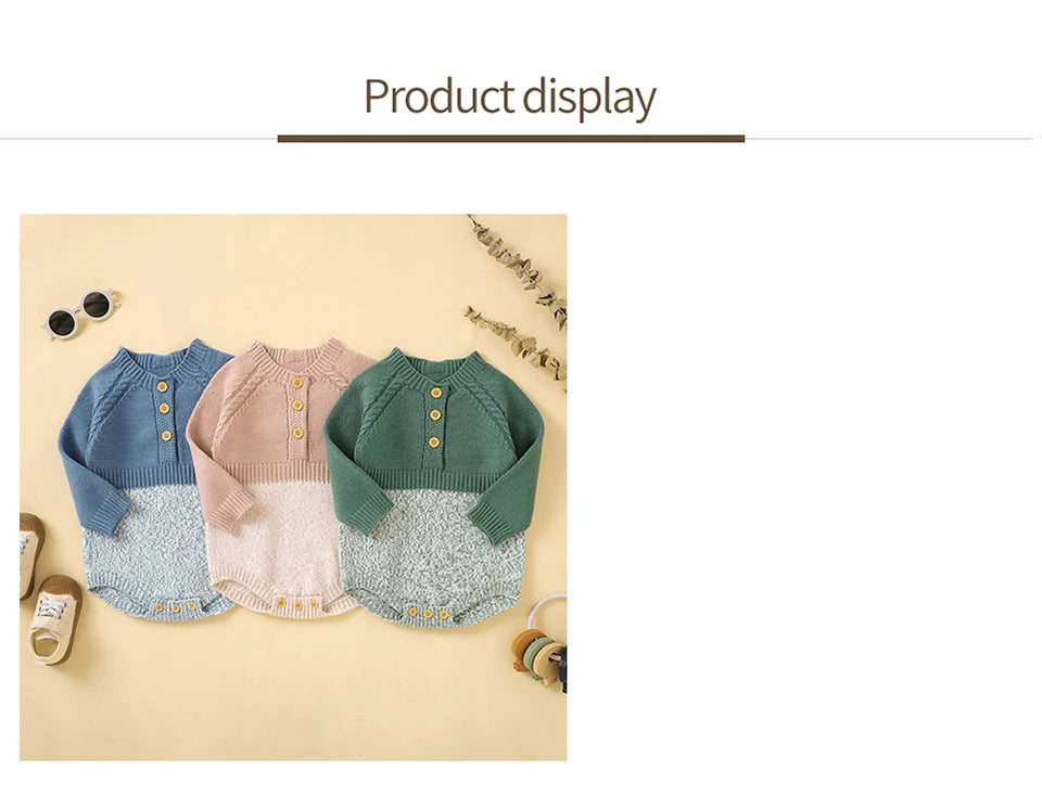 Baby Boys Girls Bodysuits Long Sleeve Knitted Newborn Netural Spring Autumn Winter Onesie Jumpsuits 0-18m Toddler Infant Clothes