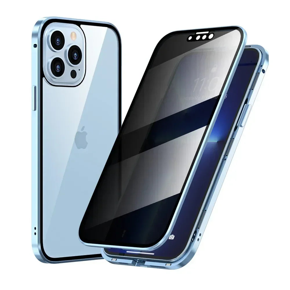 Anti-peeping Double Sided Magnetic Adsorption Case For iPhone17 16e 16 15 14 13 12 11 Pro Max XR Privacy Screen Shockproof Cover