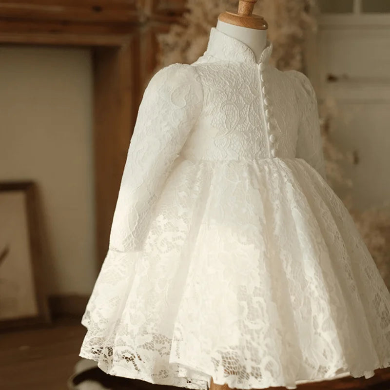Fashion Baby Girl Princess Lace Tutu Dress Infant Toddler Child Long Sleeve Vestido Party Wedding Birthday Baby Clothes 1-14Y