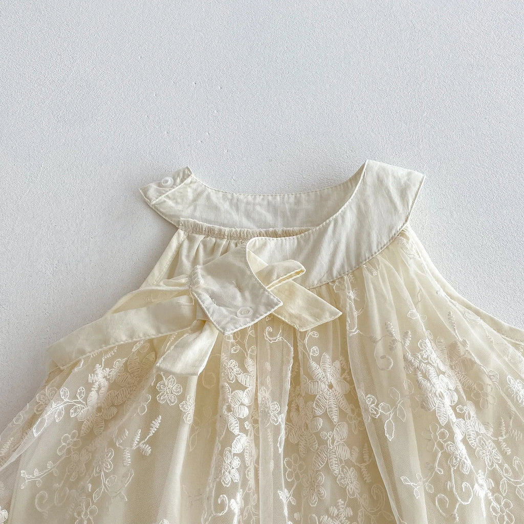 Baby Girl Clothes Cotton Lace Embroidery Bow Romper Dress 0-2Y Baby Girl Birthday Photo Outfit Sleeveless Princess Bodysuit