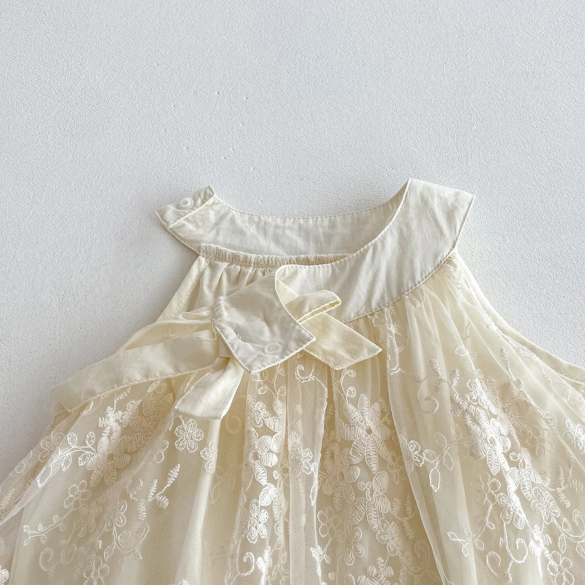 Baby Girl Clothes Cotton Lace Embroidery Bow Romper Dress 0-2Y Baby Girl Birthday Photo Outfit Sleeveless Princess Bodysuit