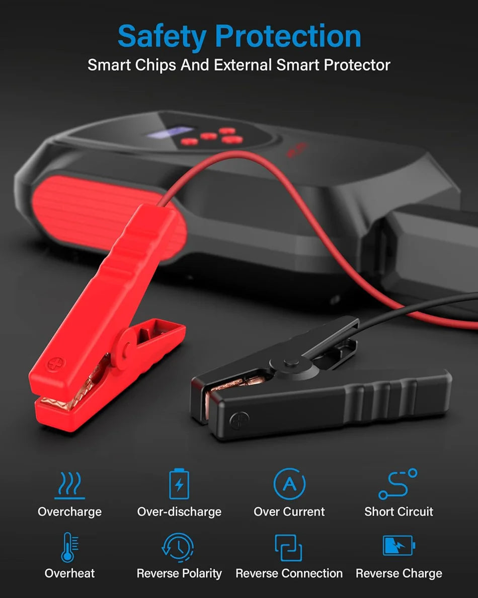 Multi-function Car Jump Starter Air Pump Power Bank Portable Air Compressor Cars Battery Starters Starting Auto Tyre Inflator