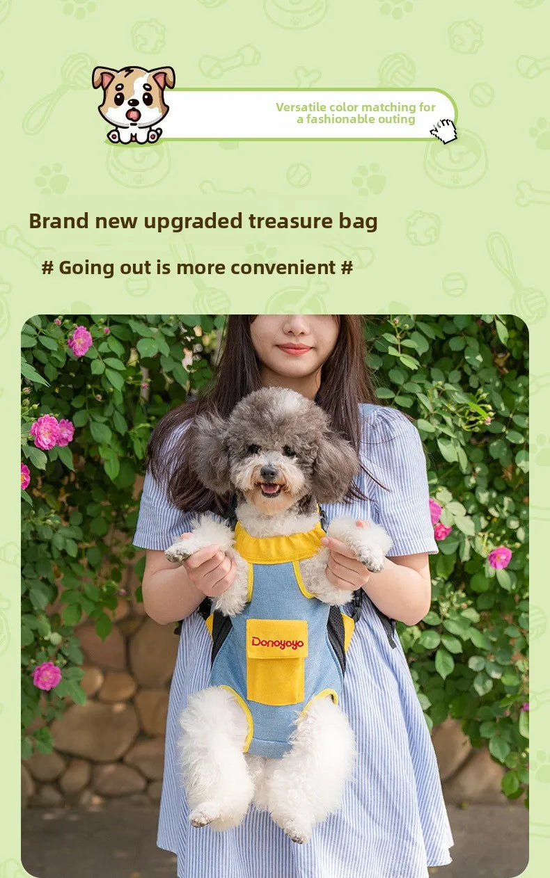 2026 New versatile Portable Pet Backpack for Outings, Dog and Cat Cotton Chest Four-Leg Backpack