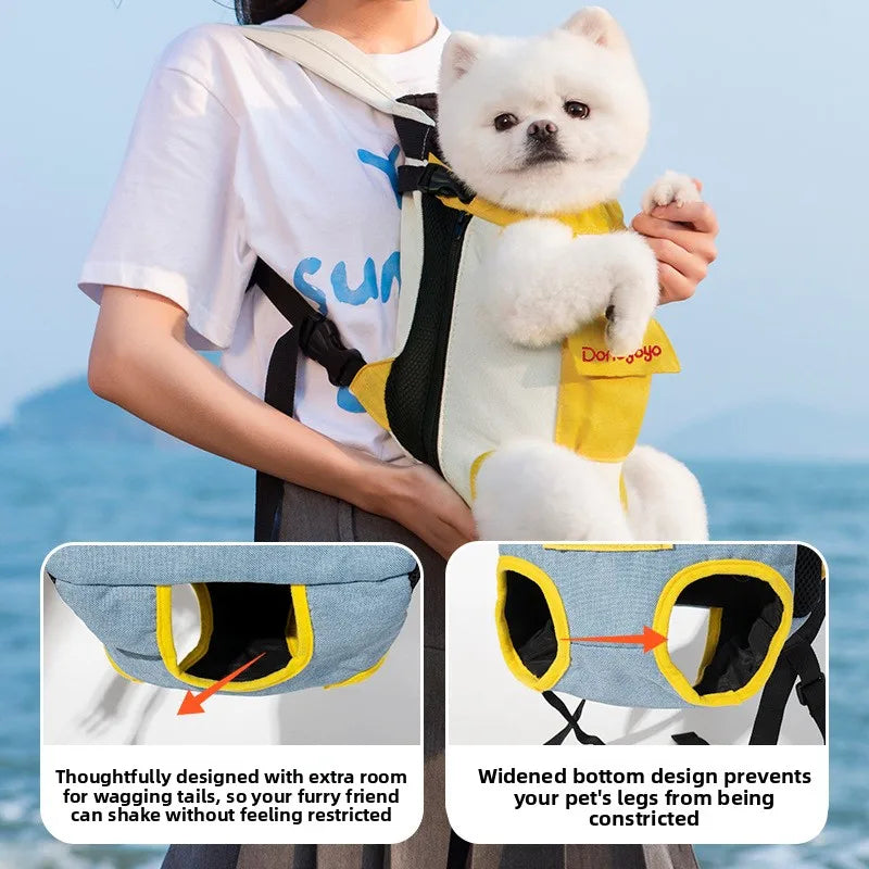 2026 New versatile Portable Pet Backpack for Outings, Dog and Cat Cotton Chest Four-Leg Backpack