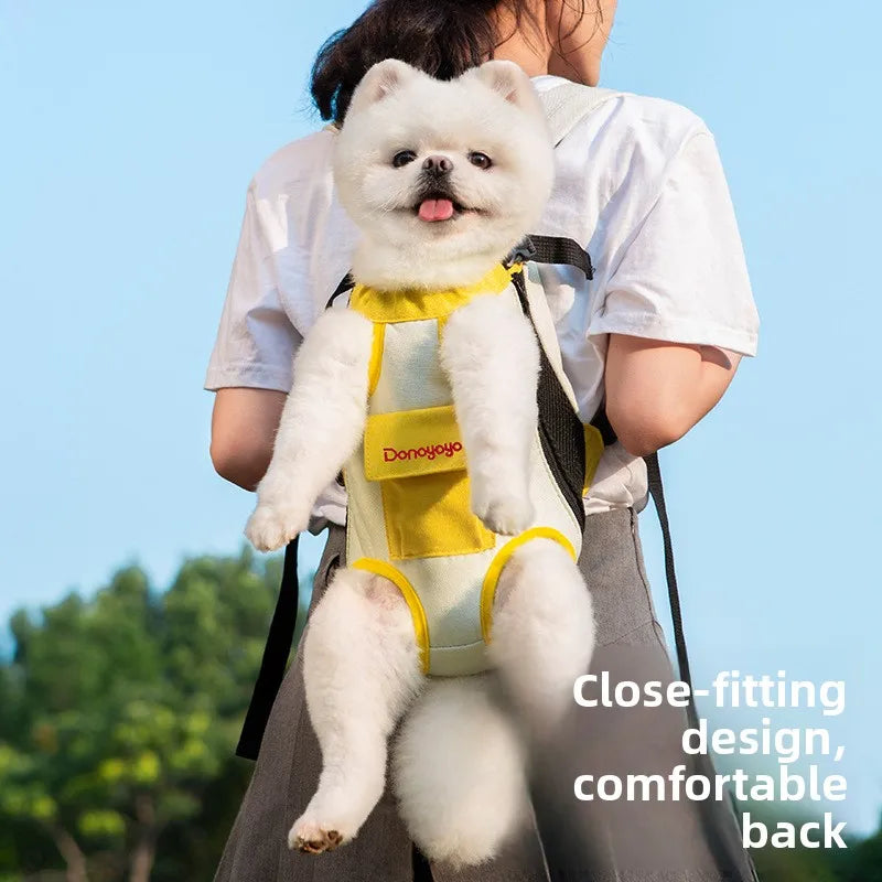 2026 New versatile Portable Pet Backpack for Outings, Dog and Cat Cotton Chest Four-Leg Backpack