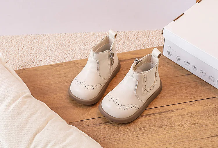 New Spring/Autumn Baby Shoes  Leather Toddler Children Ankle Boots Rubber Sole Infant Shoes Fashion Little Girls Boots 15-25