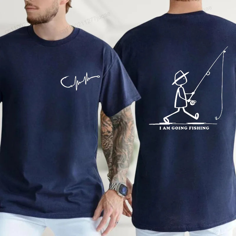 Mens Going Fishing Graphic T-Shirt Funny Men Casual Fisherman Fishing Tshirt T Shirt Loose Cretive Printed Short Sleeve Tees