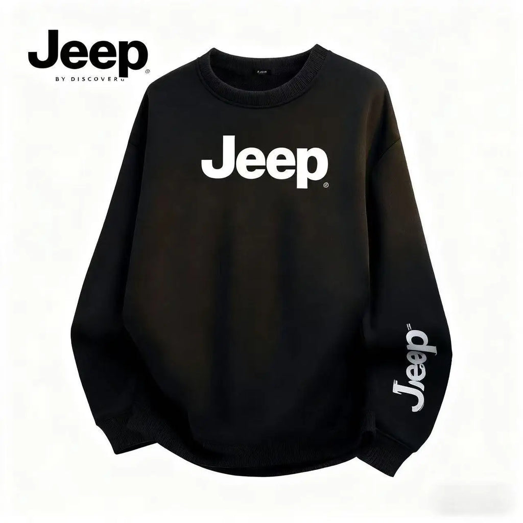 2026 Jeep High-quality Men's Casual Printed All-match Long-sleeved Round-neck Pure Cotton Sweatshirt for Spring and Autumn